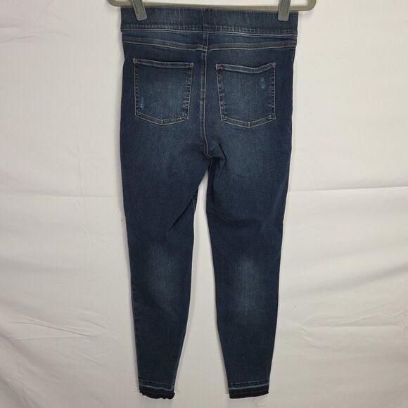 Spanx Jeans Size M Distressed Ankle Skinny Jeans Medium Wash Pull-On Blue Denim - Picture 4 of 8